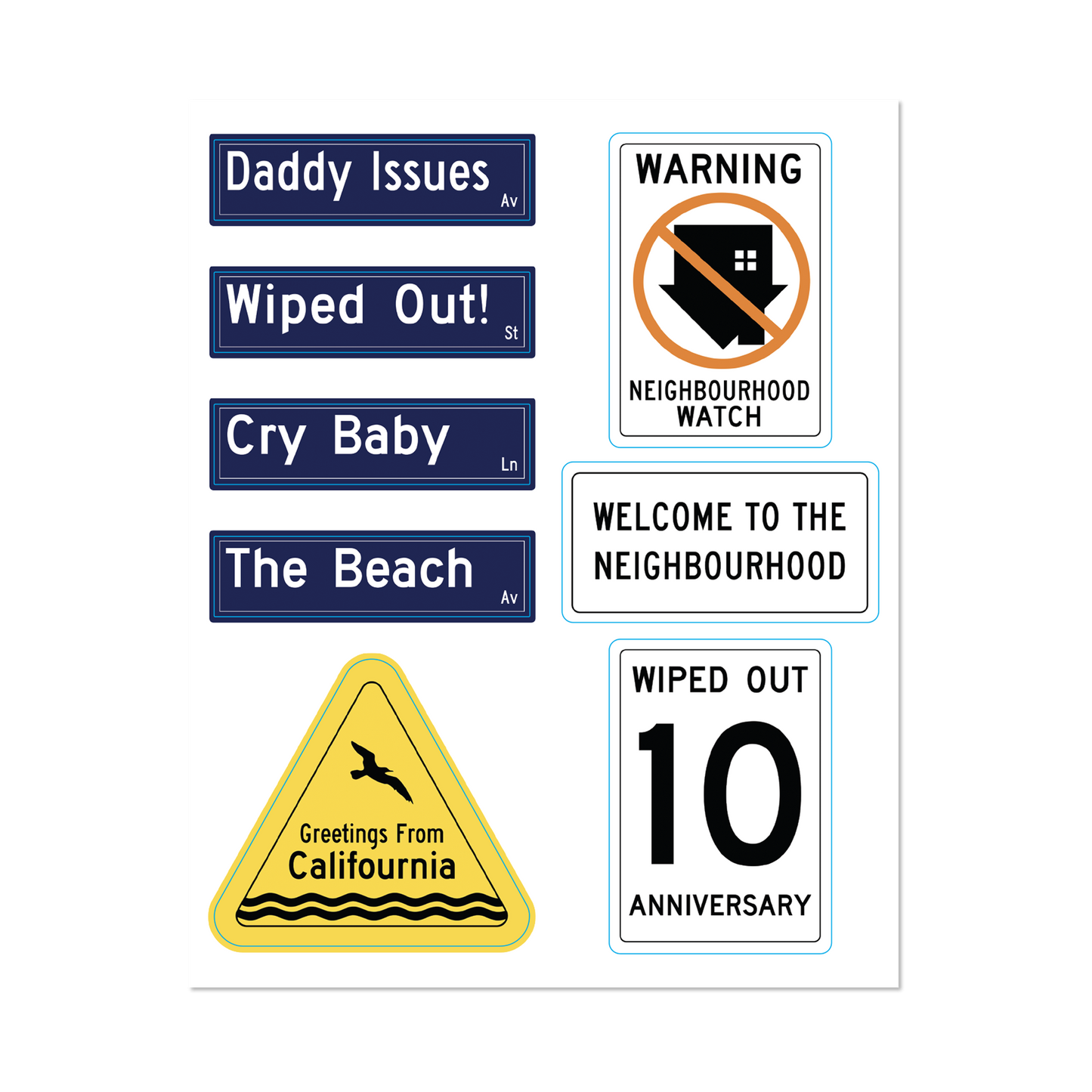 Street Signs Sticker Sheet